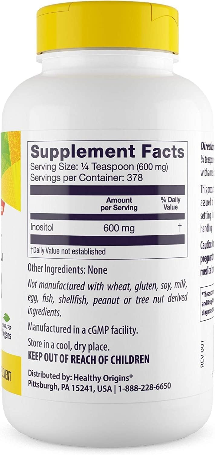 Healthy Origins Poudre d'inositol avec doseur, dosage facile pour chaque jour.