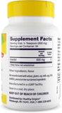 Étiquette ingrédients Healthy Origins Inositol indiquant composition vegan et sans gluten.