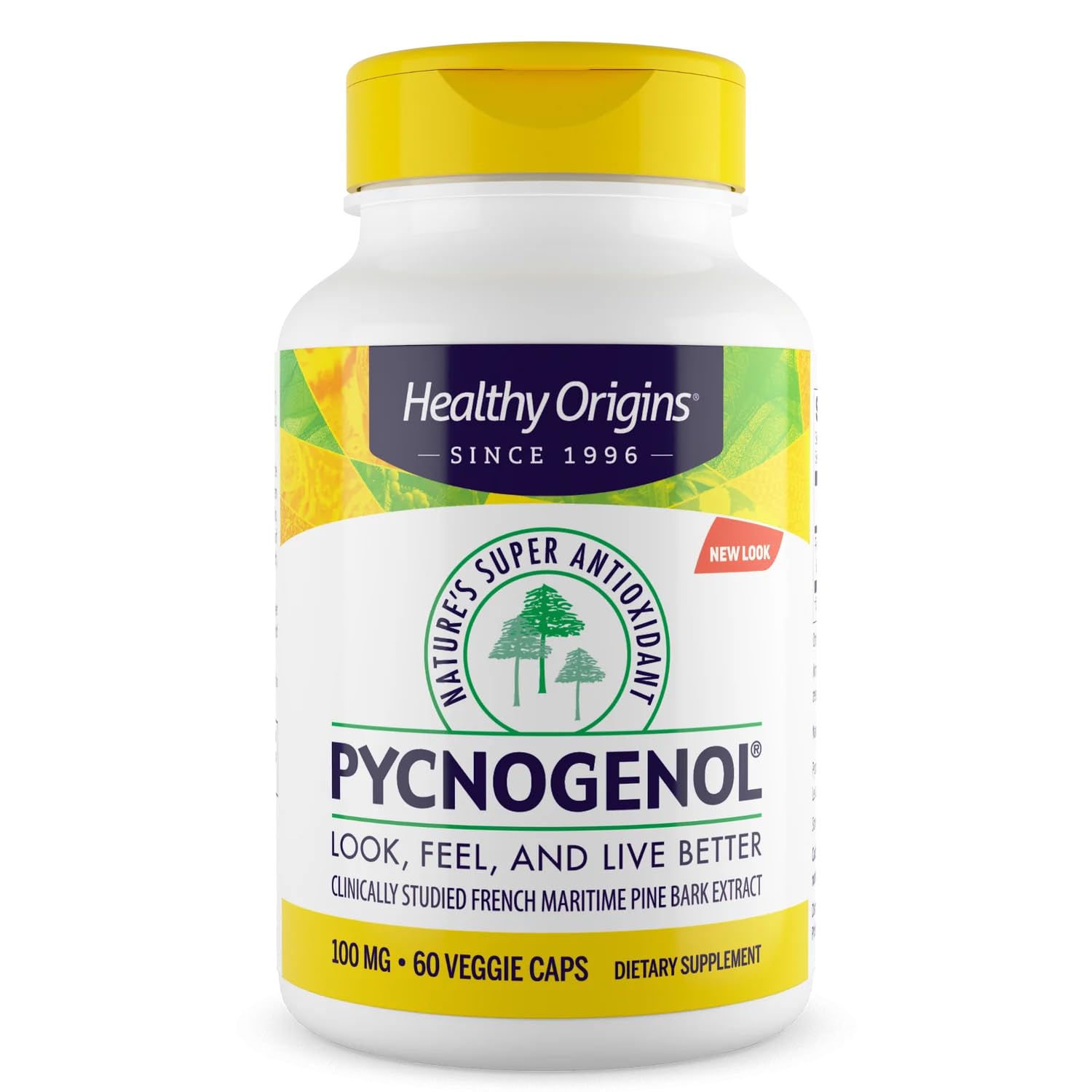 Healthy Origins Pycnogenol 100 mg - boîte: complément antioxydant pour le bien-être quotidien.
