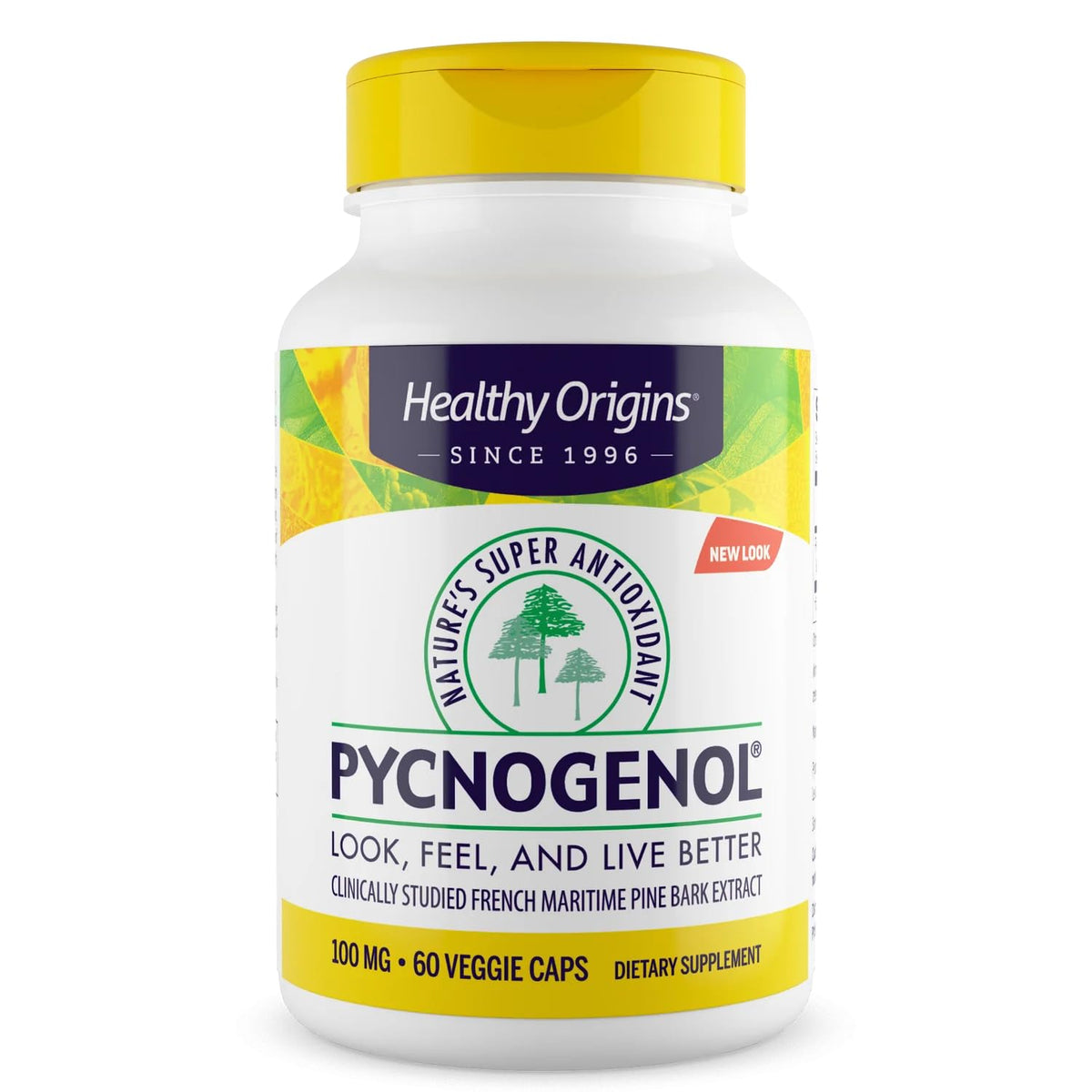 Healthy Origins Pycnogenol 100 mg - boîte: complément antioxydant pour le bien-être quotidien.