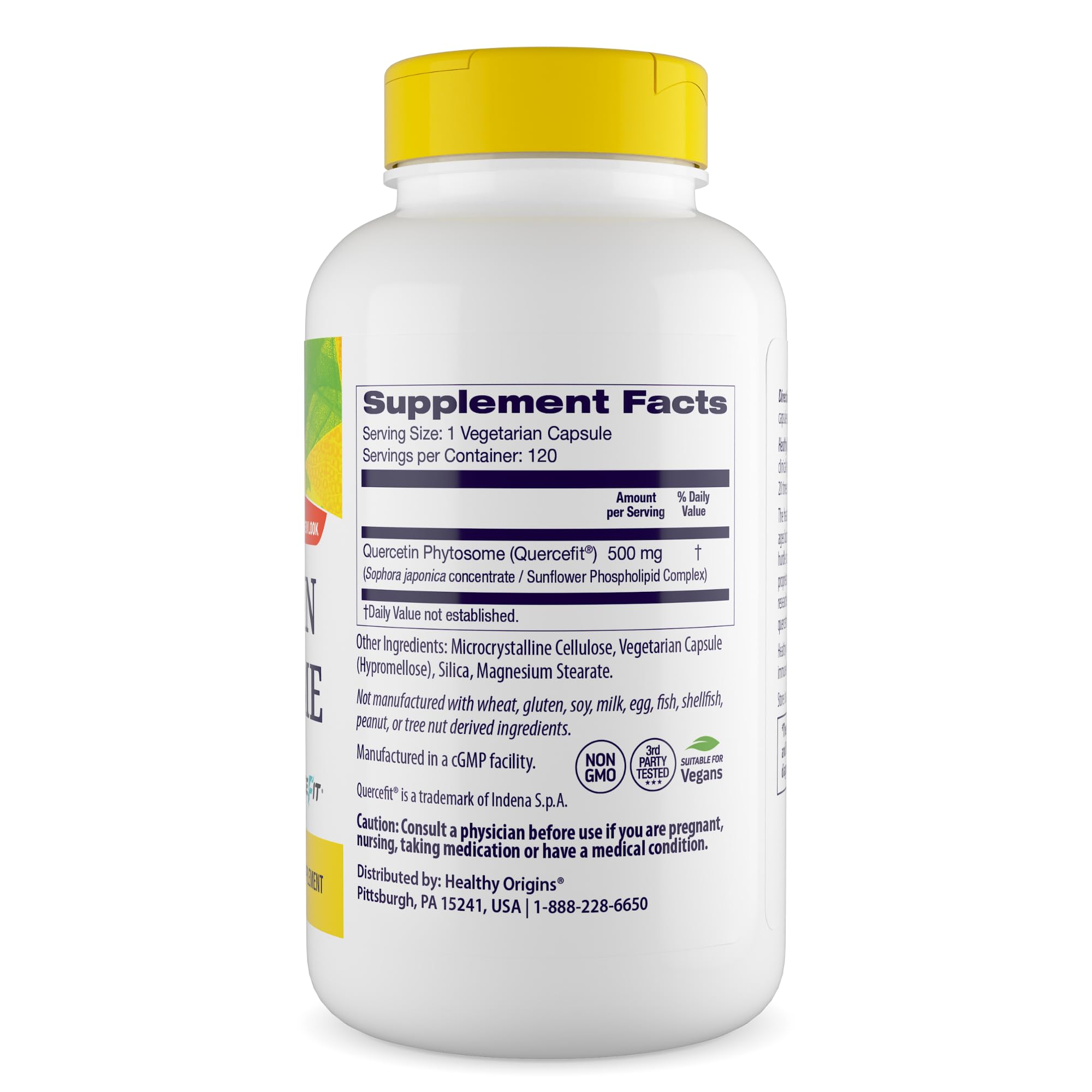 Capsules vegan Healthy Origins Quercetin Phytosome, faciles a integrer a la routine quotidienne.