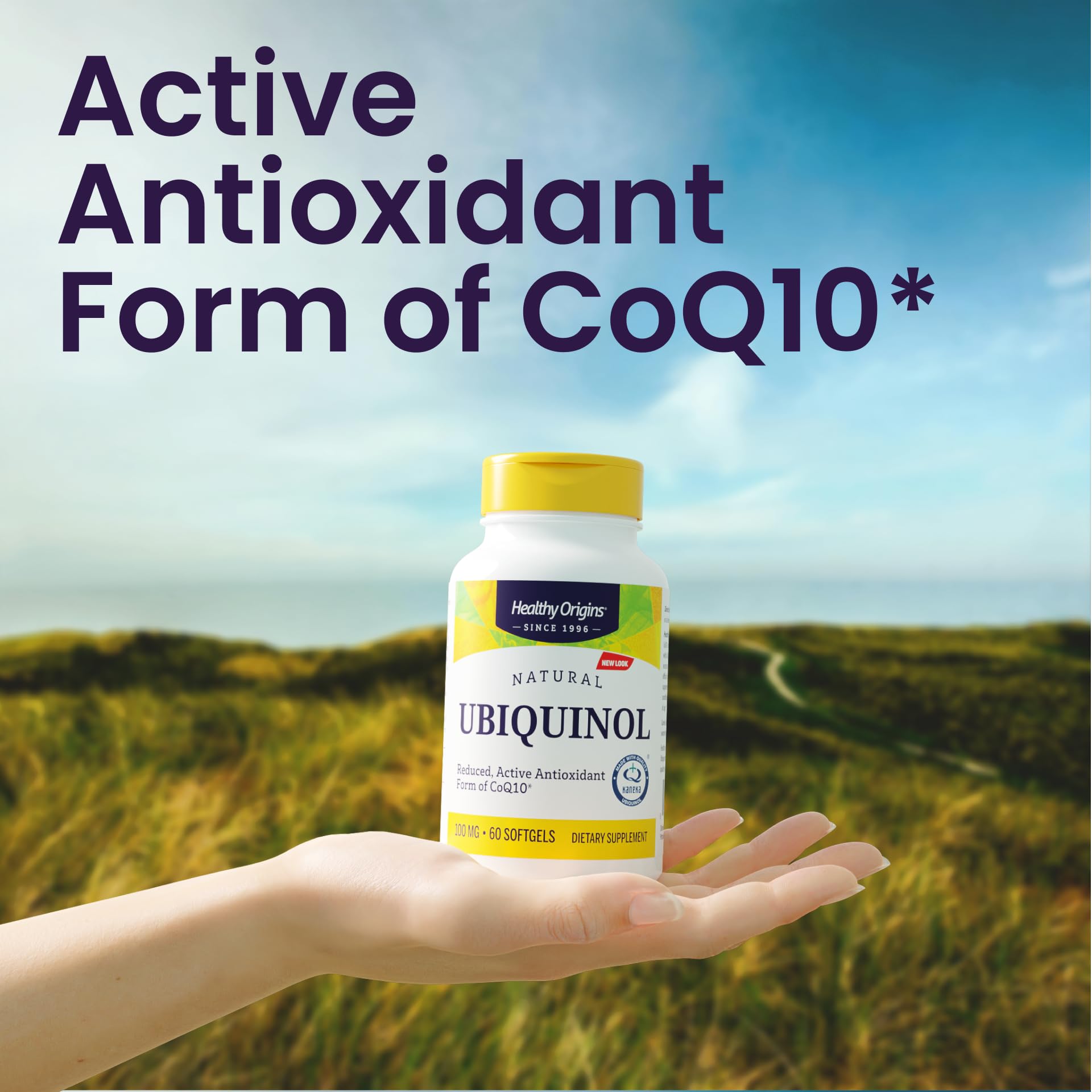 Produit sans gluten et sans OGM, Healthy Origins ubiquinol.