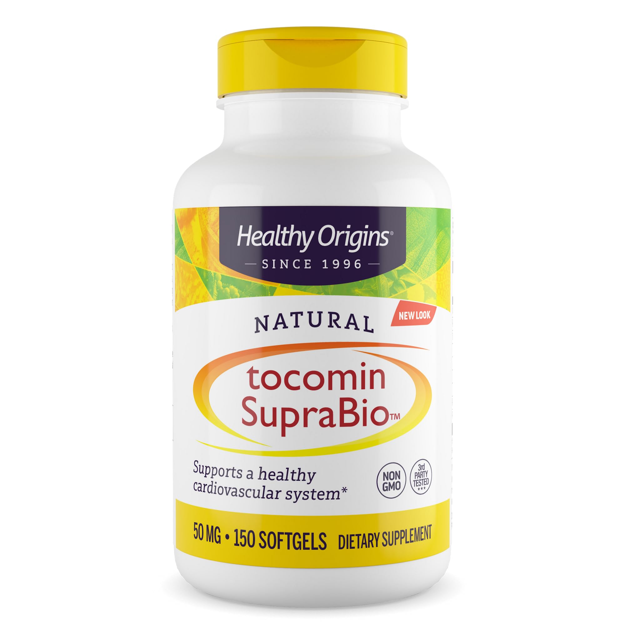 Bouteille Healthy Origins Tocomin SupraBio 50 mg, capsules faciles à avaler, soutien antioxydant quotidien.