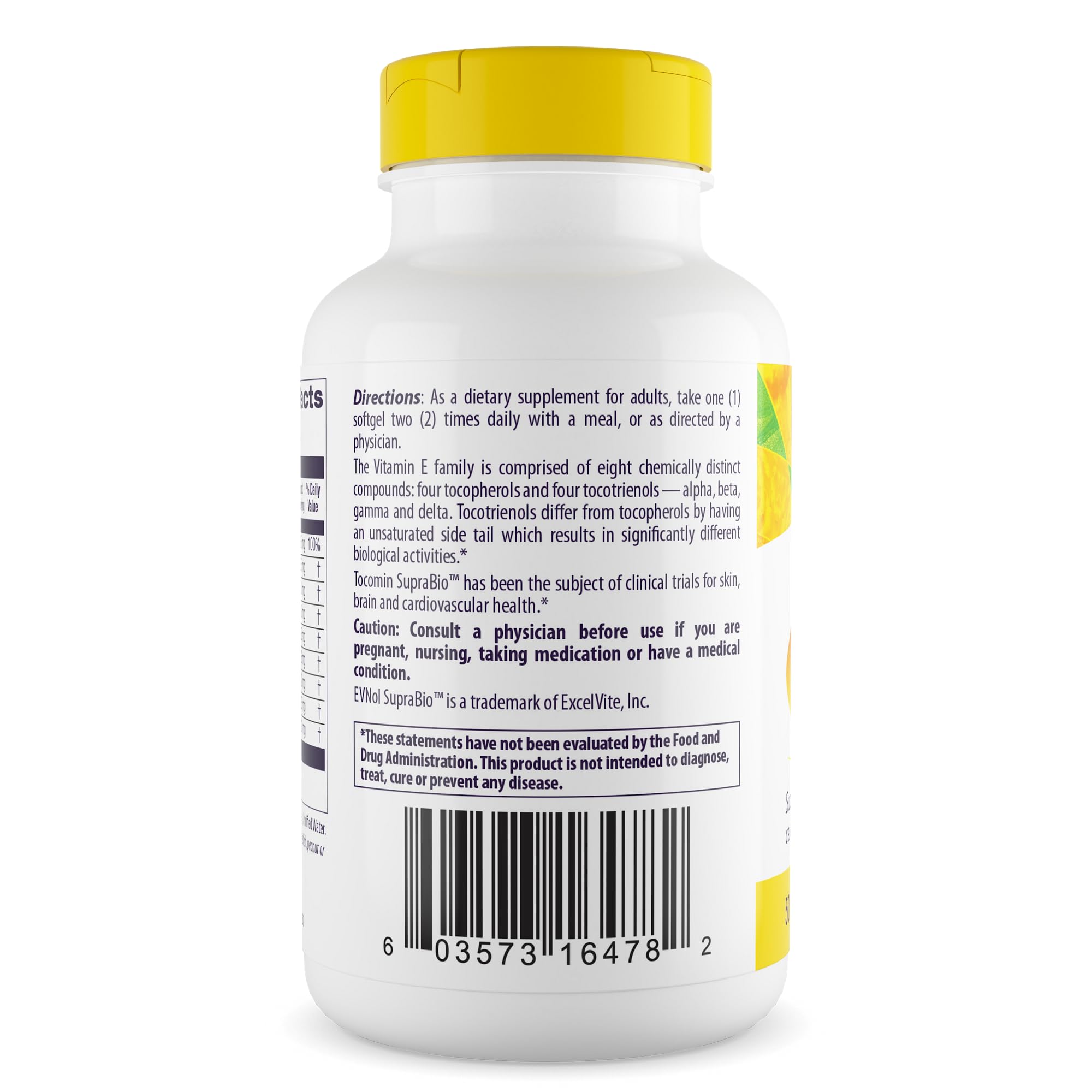 Étiquette claire Healthy Origins Tocomin SupraBio, informations complètes et faciles à lire.