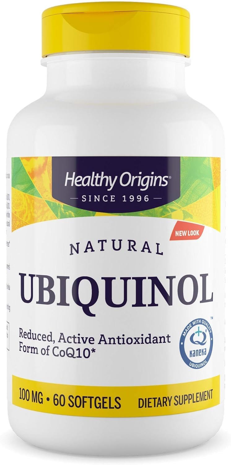 Healthy Origins ubiquinol 100 mg – bouteille claire et prise facile.