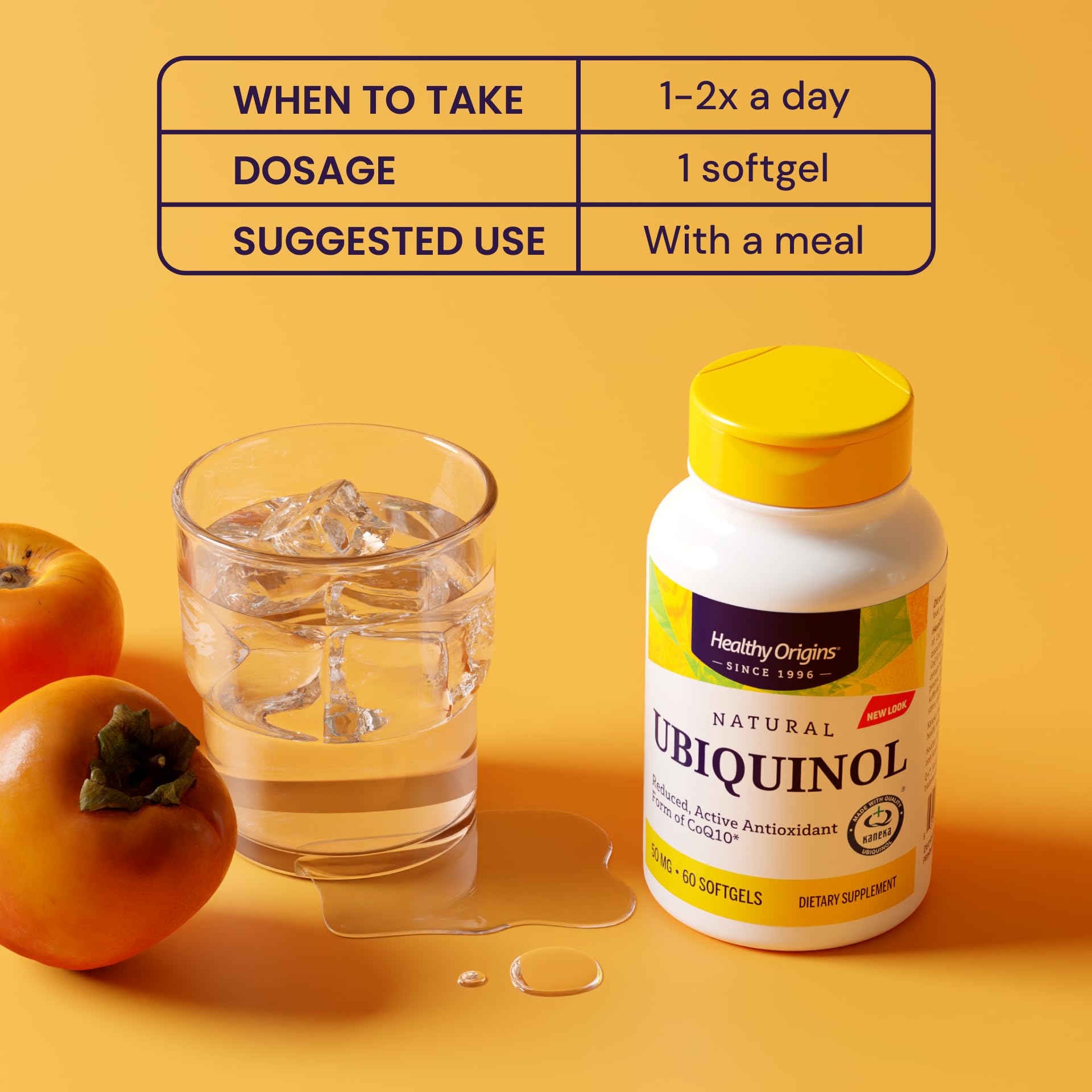 Healthy Origins Ubiquinol – dose 50 mg, capsules molles faciles à prendre