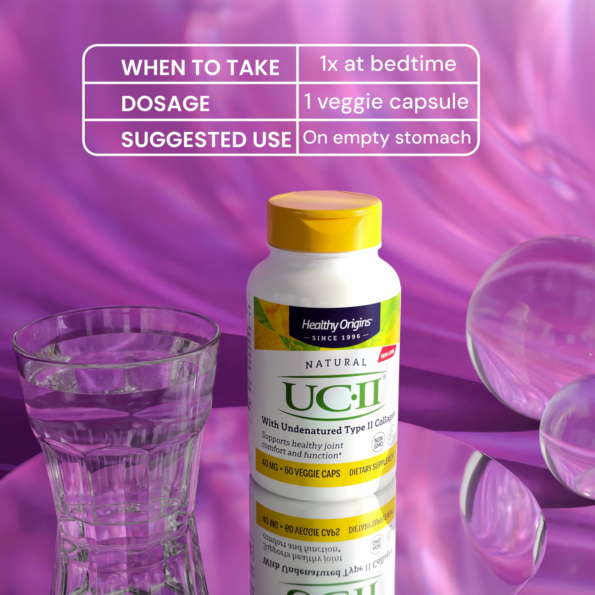 Healthy Origins UC-II gelules-vegitales-emballage, capsules végétales et emballage