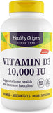 Healthy Origins Vitamine D3, bouteille-gelules, soutien potentiel à la santé osseuse