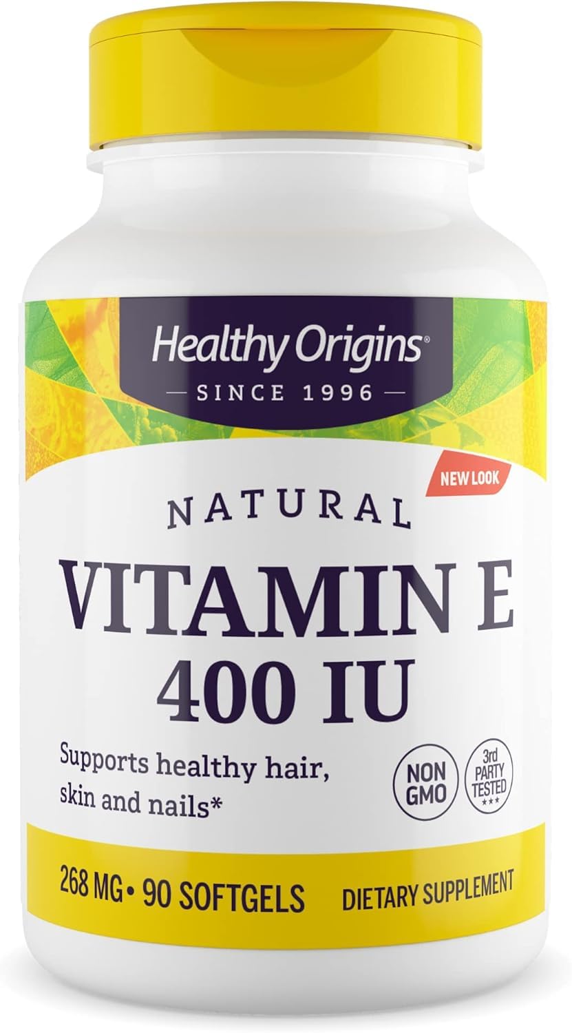 Healthy Origins Vitamine E 400 IU Softgel Bouteille — vue d'ensemble du flacon