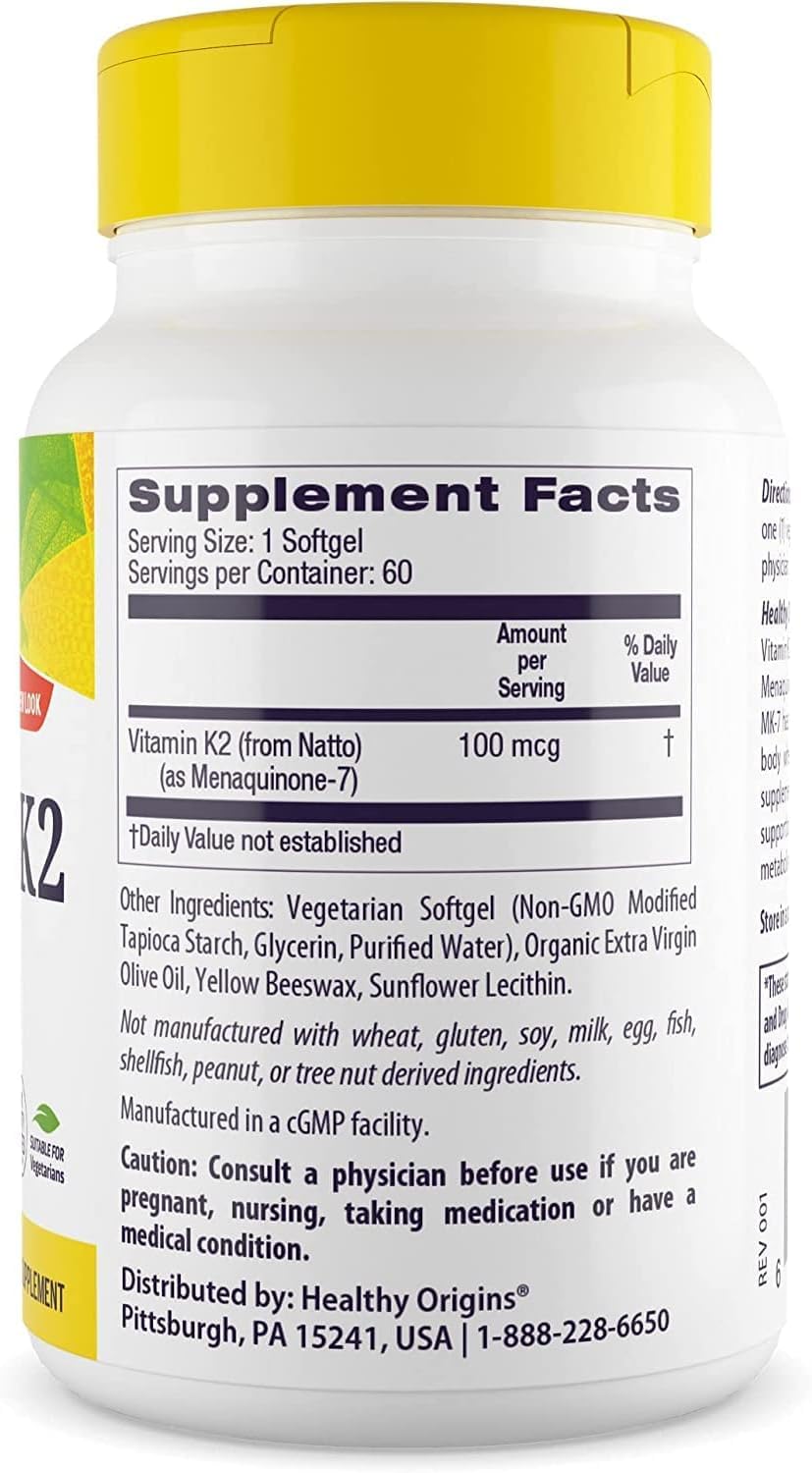 Gélules molles Healthy Origins K2 MK-7, faciles à intégrer au quotidien