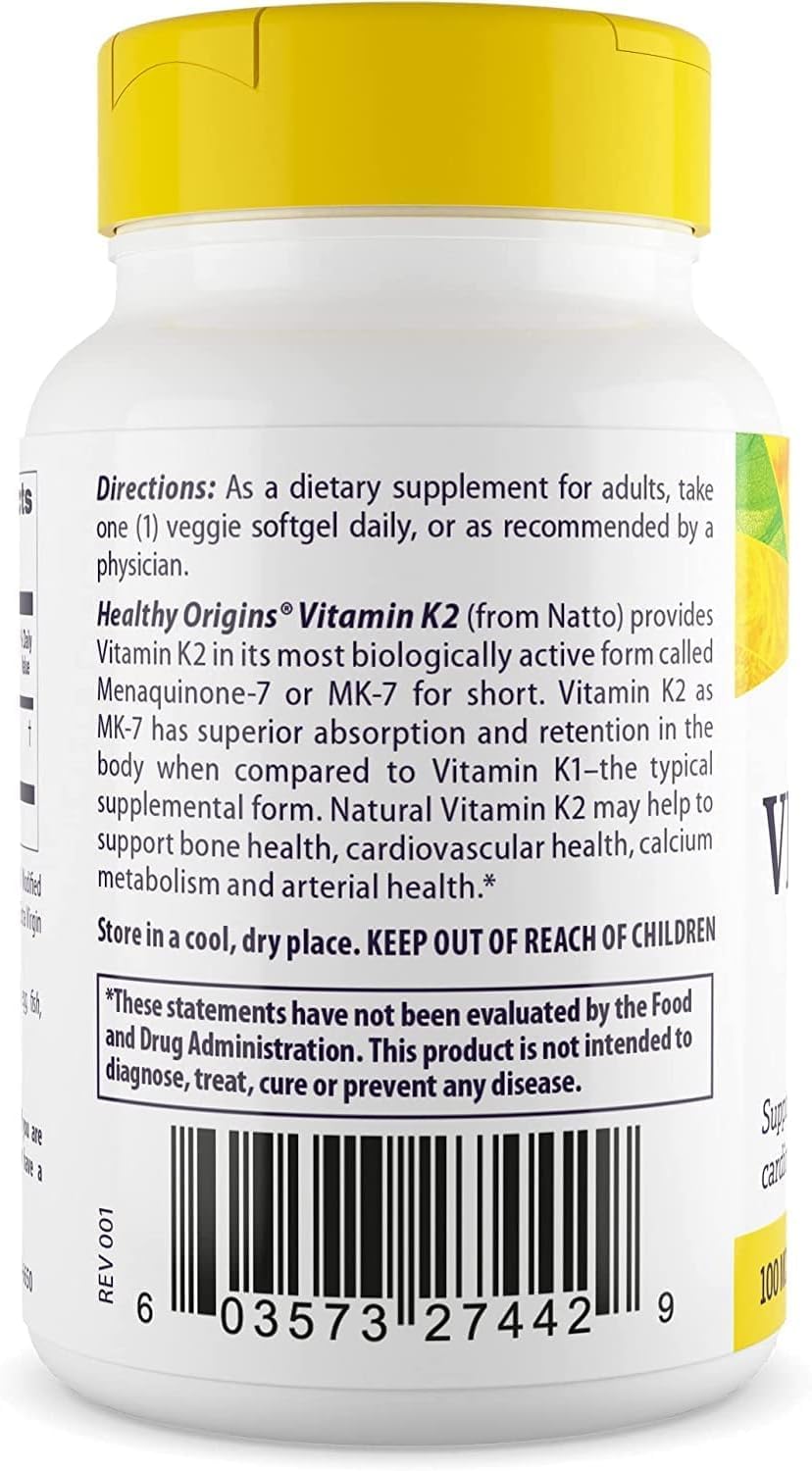 Étiquette Healthy Origins, Non-GMO et sans gluten visibles