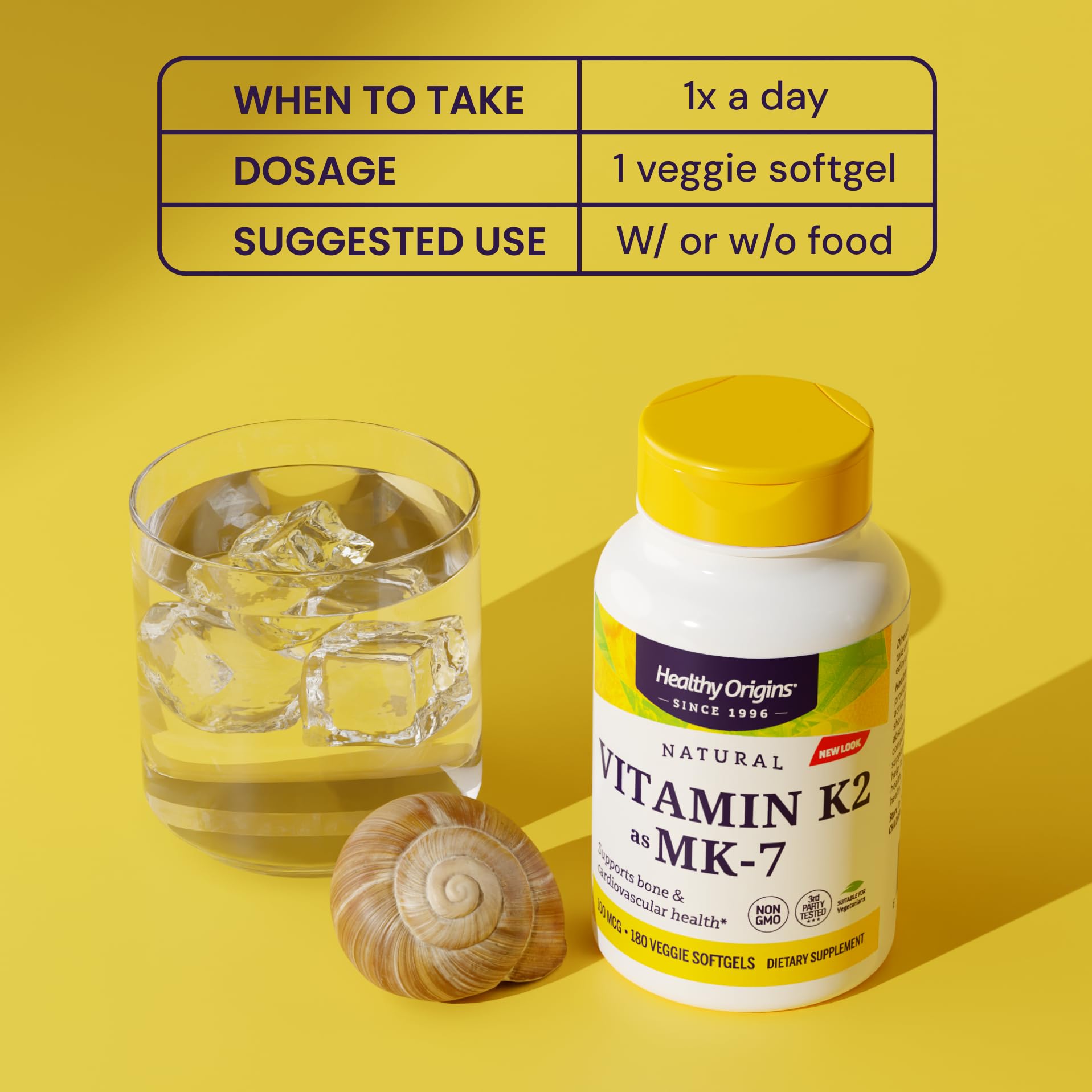 Healthy Origins Vitamin K2 MK-7 – gros plan sur les gélules végétales.