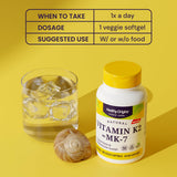Healthy Origins Vitamin K2 MK-7 – gros plan sur les gélules végétales.