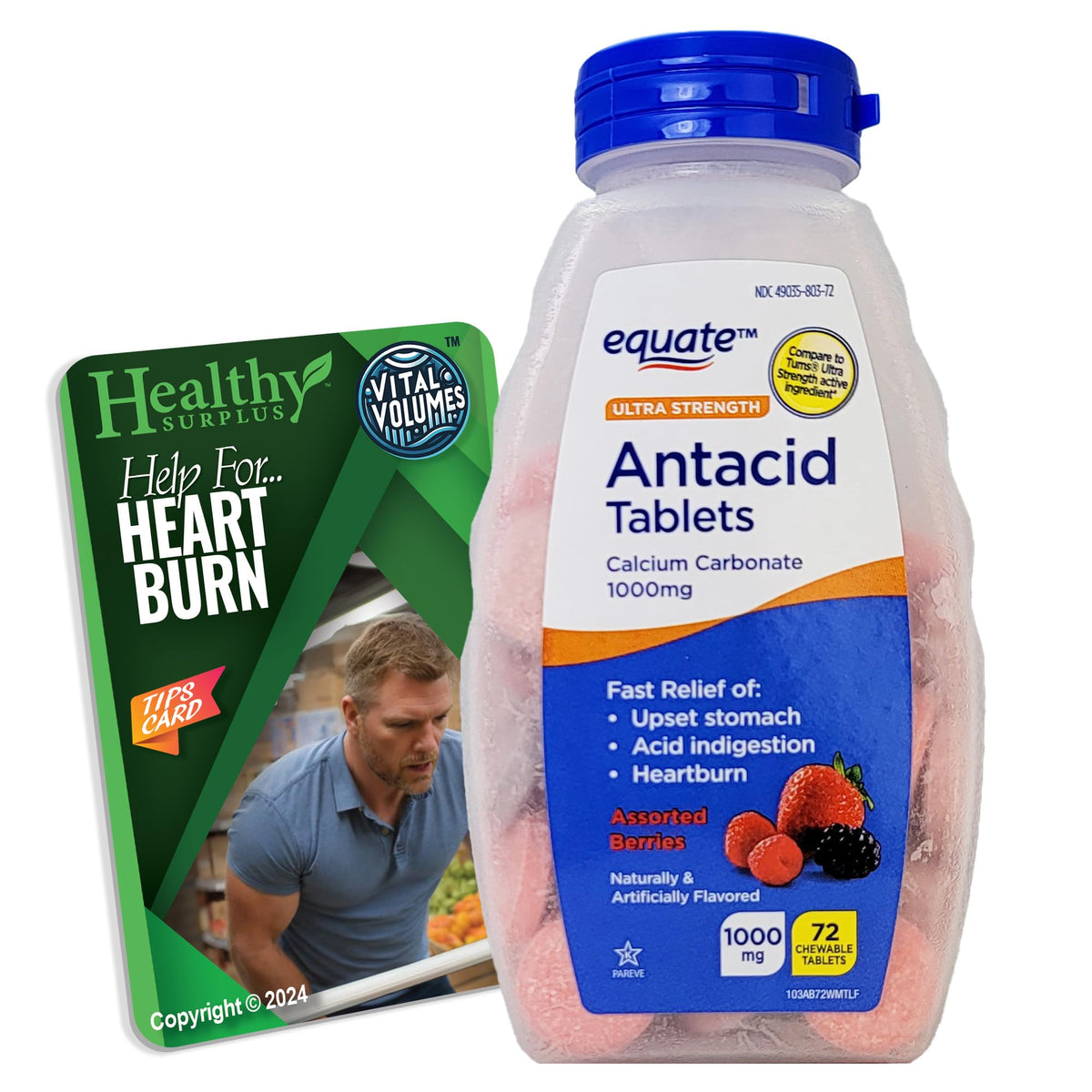 Healthy Surplus antacide ultra-force, comprimés à mâcher calcium 1000 mg, pack 71.
