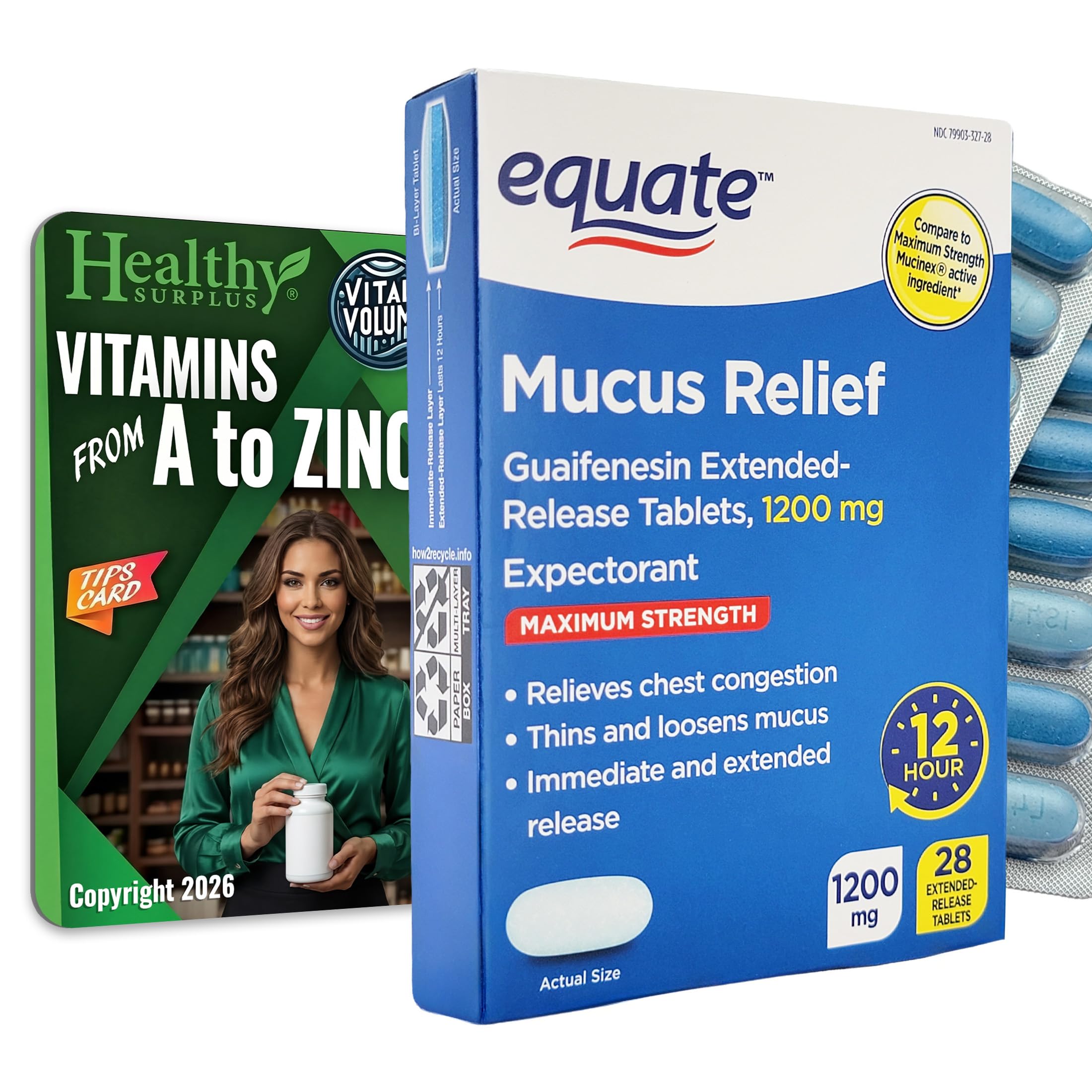 Healthy Surplus Equate Mucus Relief – ensemble pratique pour déplacements quotidiens