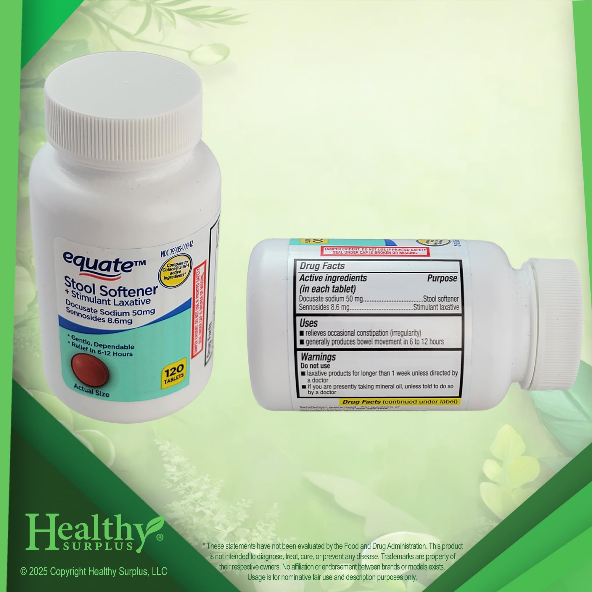 Comprimés docusate sodium 50 mg et sennosides 8,6 mg pour ingestion confortable.