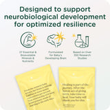 HealthyNest bouteille de vitamines prénatales, pratique et lisible.
