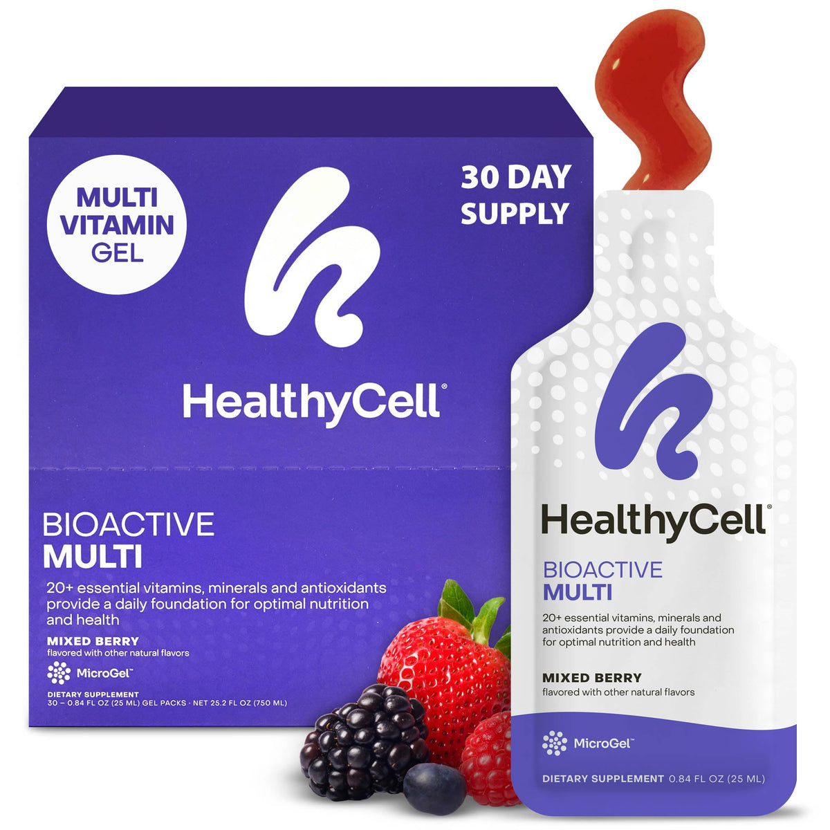 Healthycell Bioactive gel-pack quotidien, pratique et facile à emporter pour l'énergie.