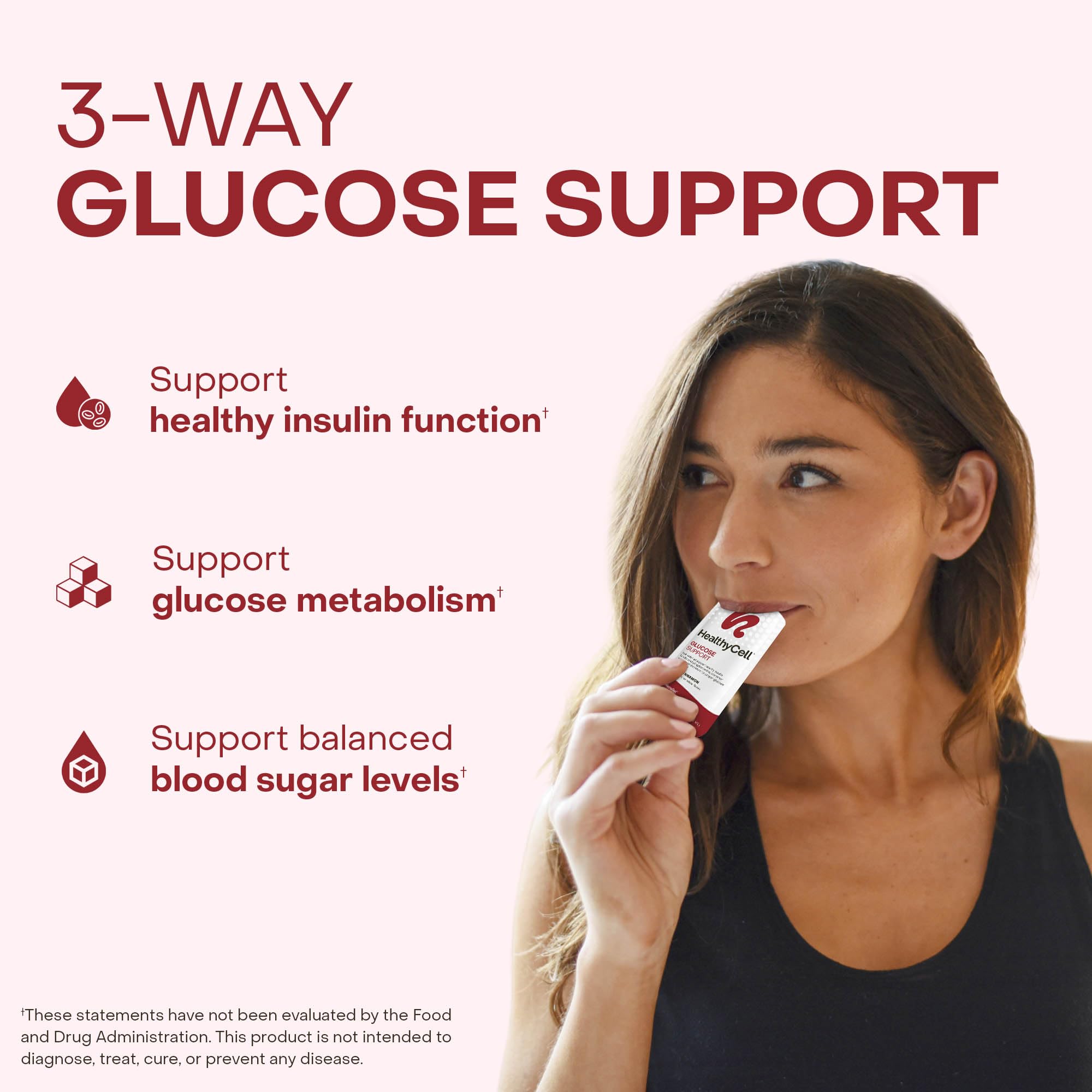 HealthyCell Glucose Support – emballage individuel, pratique pour la routine.