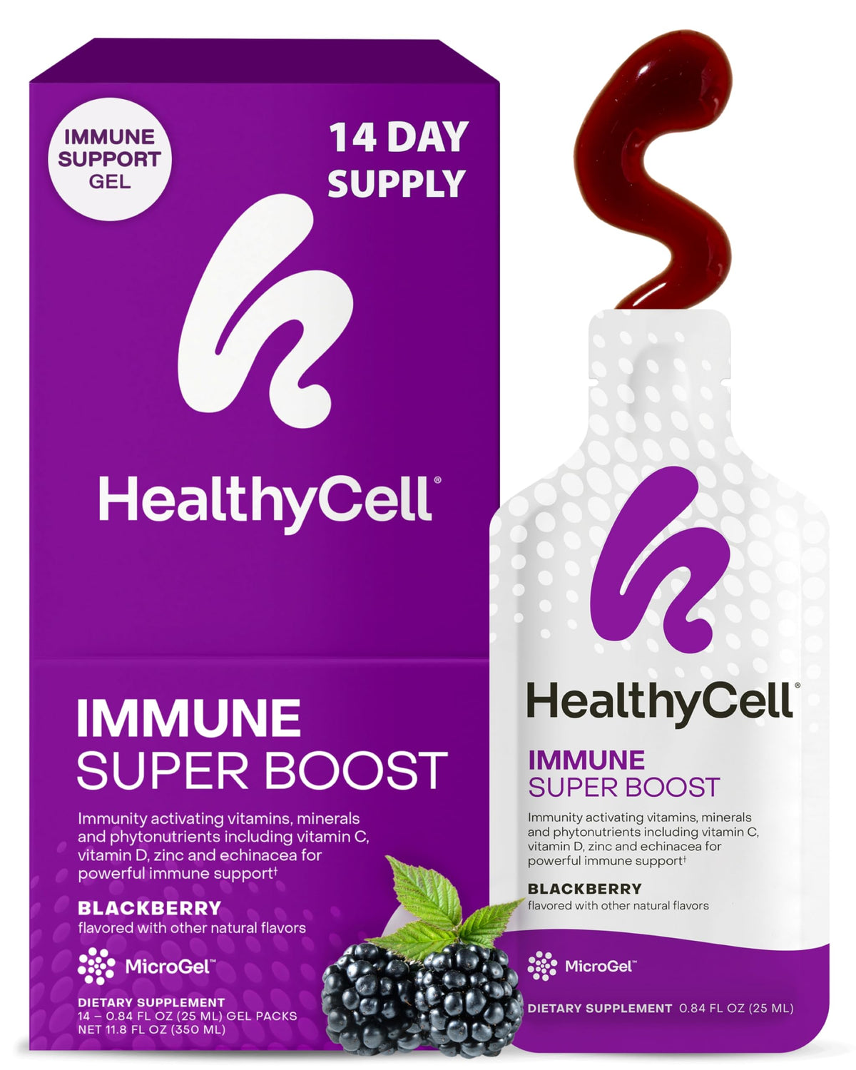 Healthycell Immunité Super Boost: pack gel pratique pour une prise quotidienne.