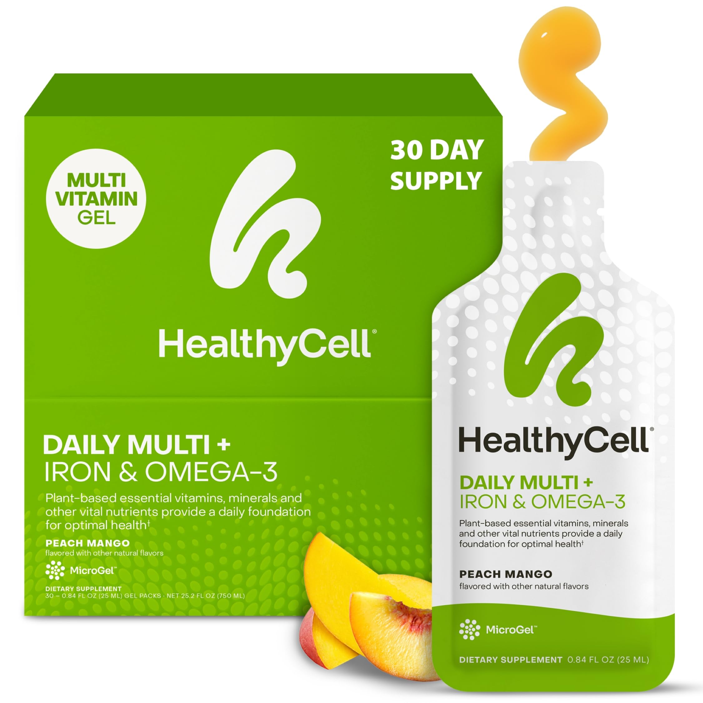 HealthyCell multivitamine végétale en gel-pack prêt à l'emploi pour énergie quotidienne.