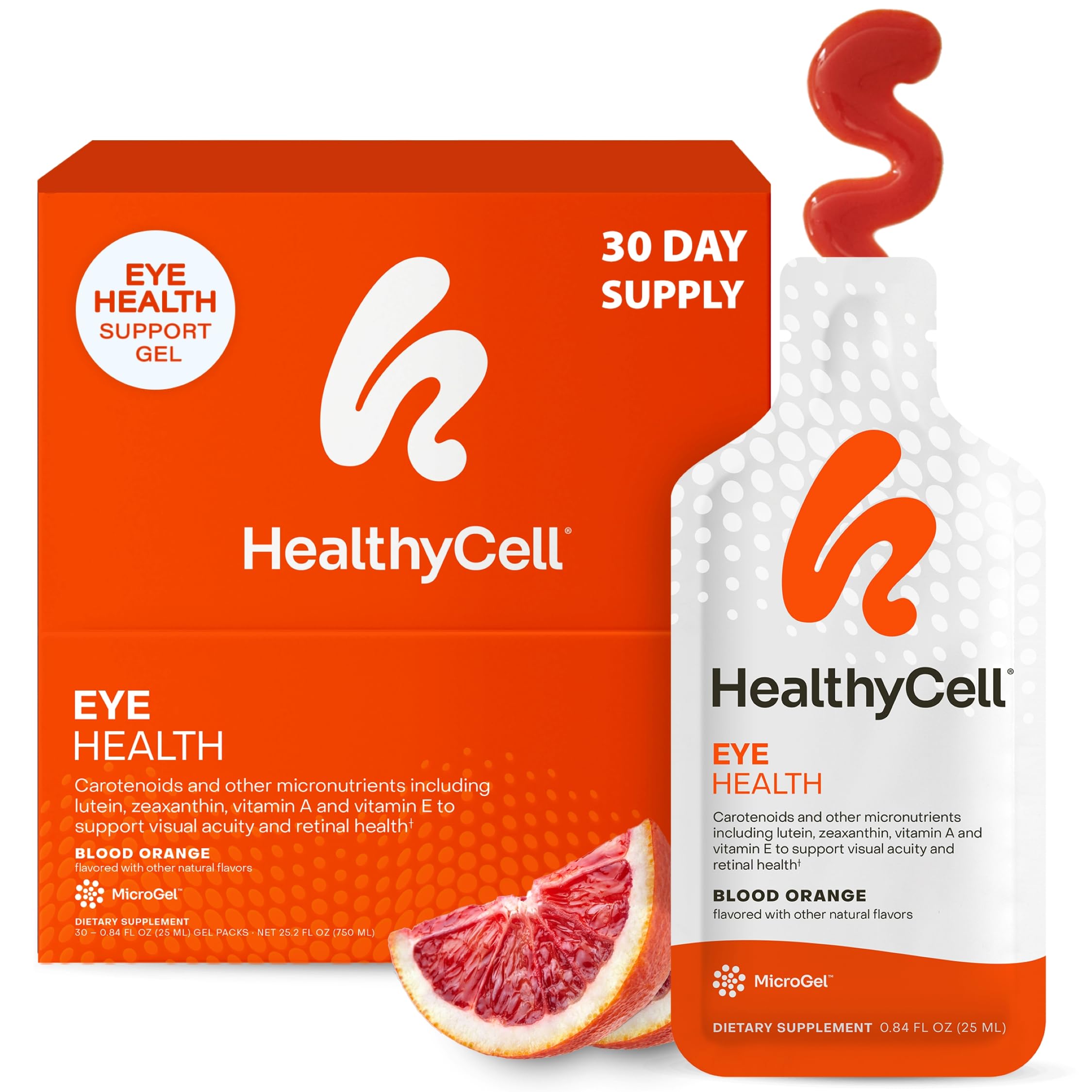 HealthyCell Sante Yeux – gel-pack orange, soutien quotidien pour la vision et le confort oculaire.