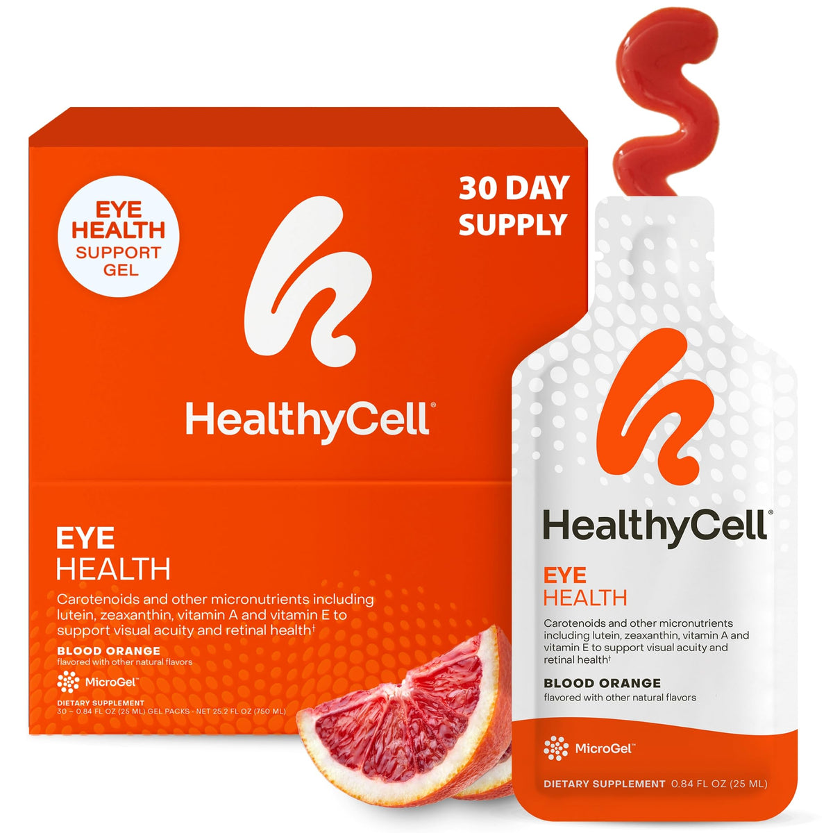 HealthyCell Sante Yeux – gel-pack orange, soutien quotidien pour la vision et le confort oculaire.