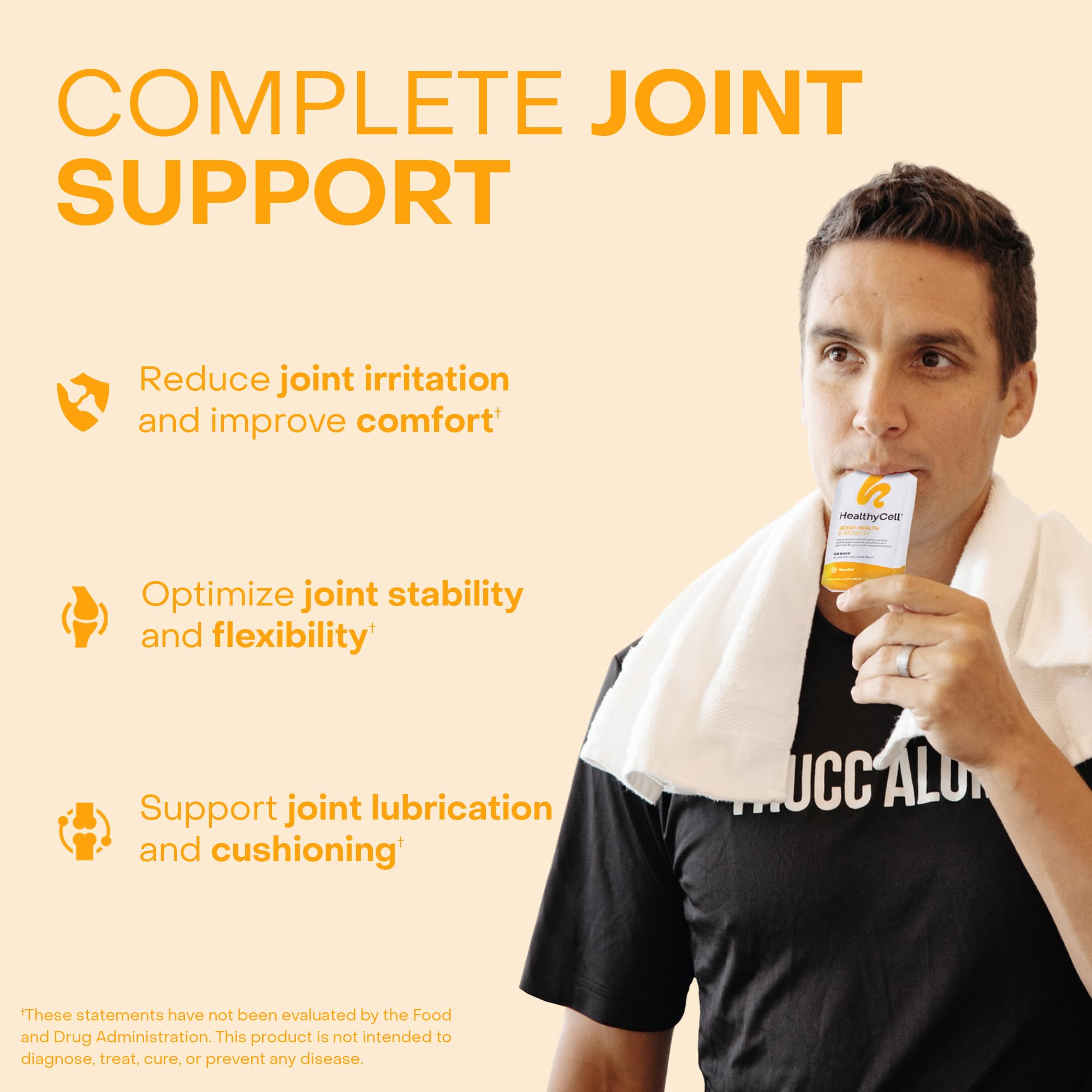 HealthyCell texture microgel orange — expérience agréable d'hydratation articulaire.