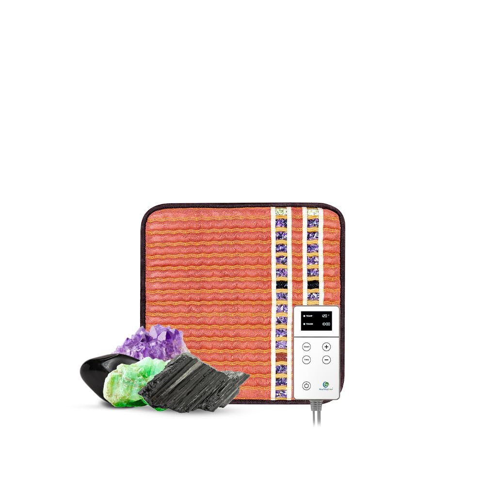 HealthyLine petit tapis infrarouge avec tourmaline, améthyste et obsidienne pour une chaleur apaisante.