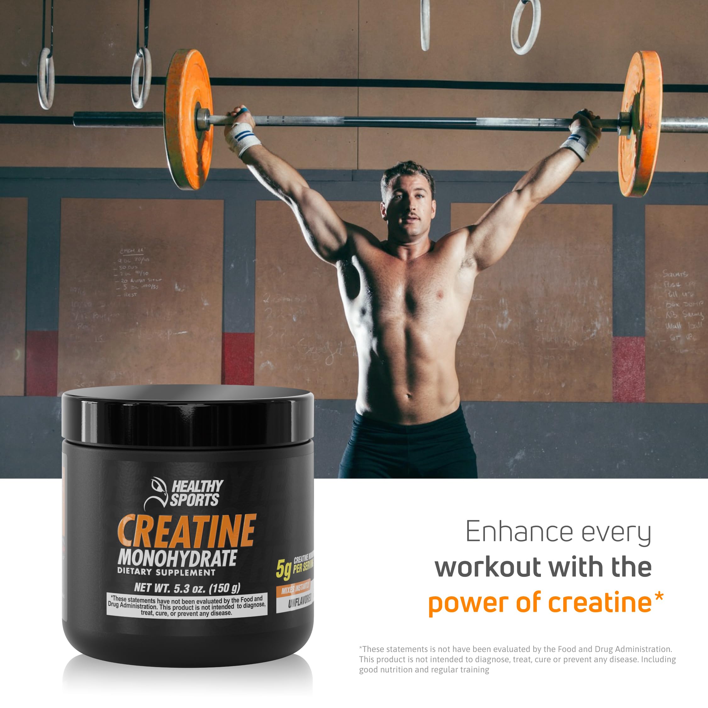 HEALTHY SPORTS Creatine Monohydrate poudre-melange-eau dissolution rapide pour boisson fluide