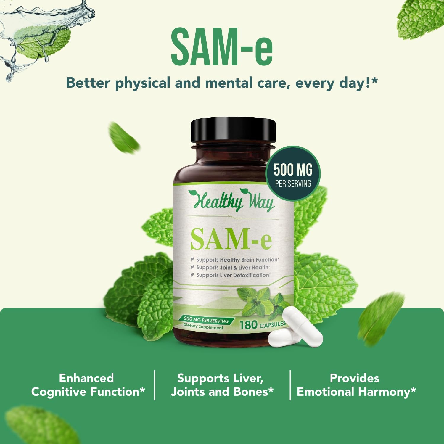 HealthyWayRx SAM-e 500 mg – Utilisation matin pour démarrer la journée.