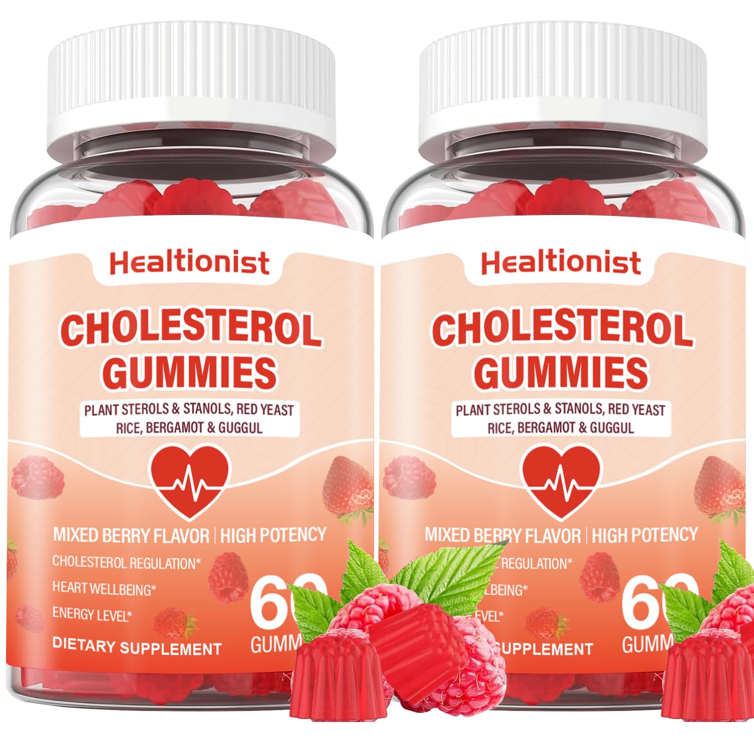  Healtionist cholestérol gummies en bouteille, pratique pour une routine quotidienne.