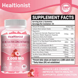 Gommes Healtionist calcium citrate pêche, flacon attrayant et facile à mâcher.