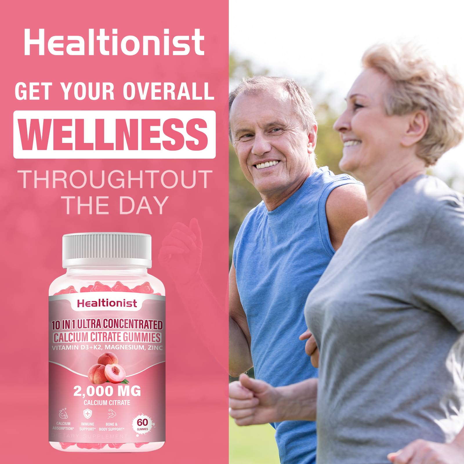 Guide d'utilisation sur l'étiquette Healtionist pour une prise flexible.