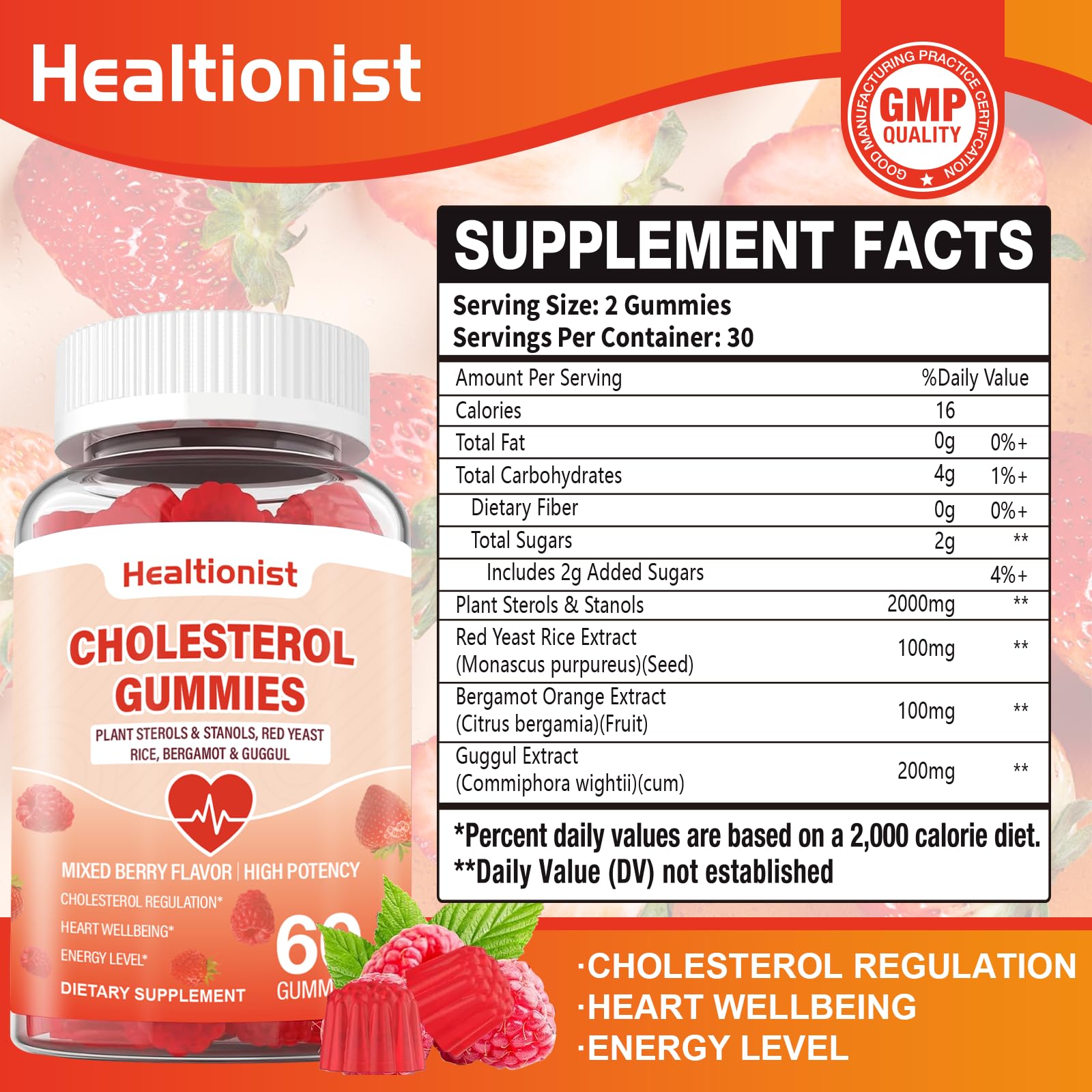  healtionist sterols et stanols, ingrédients essentiels pour un soutien potentiel au cholestérol.