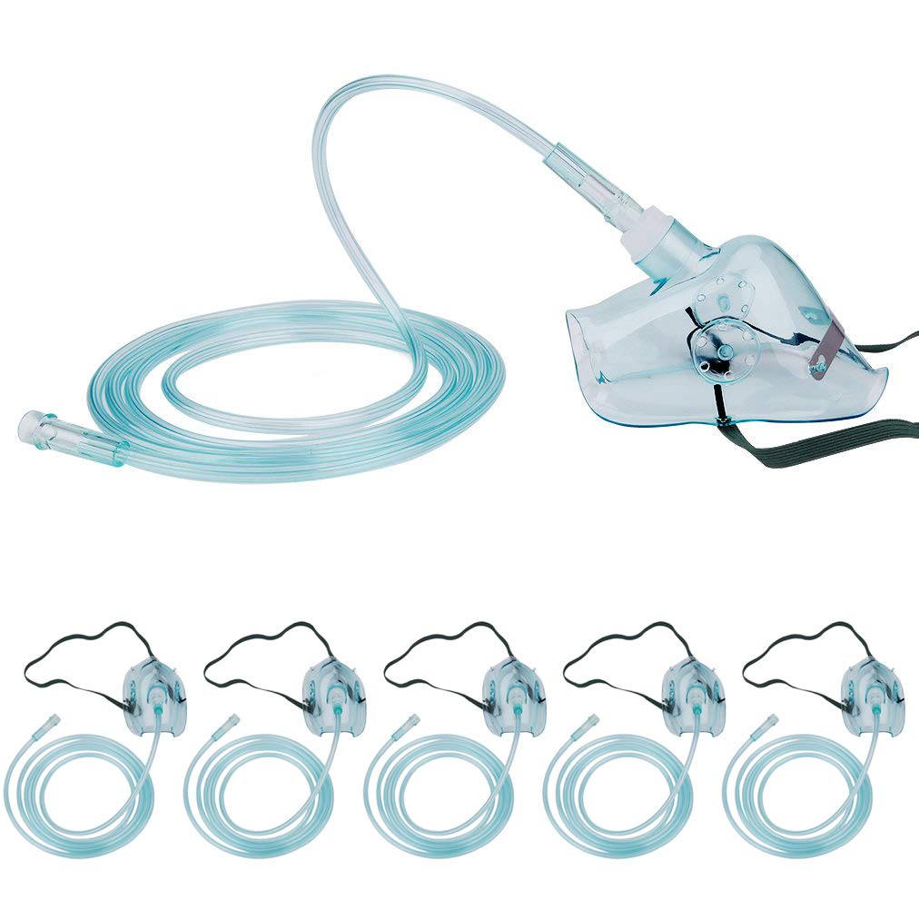 Healva masque oxygène 5 paquets avec tuyau de 2 m pour confort prolongé.
