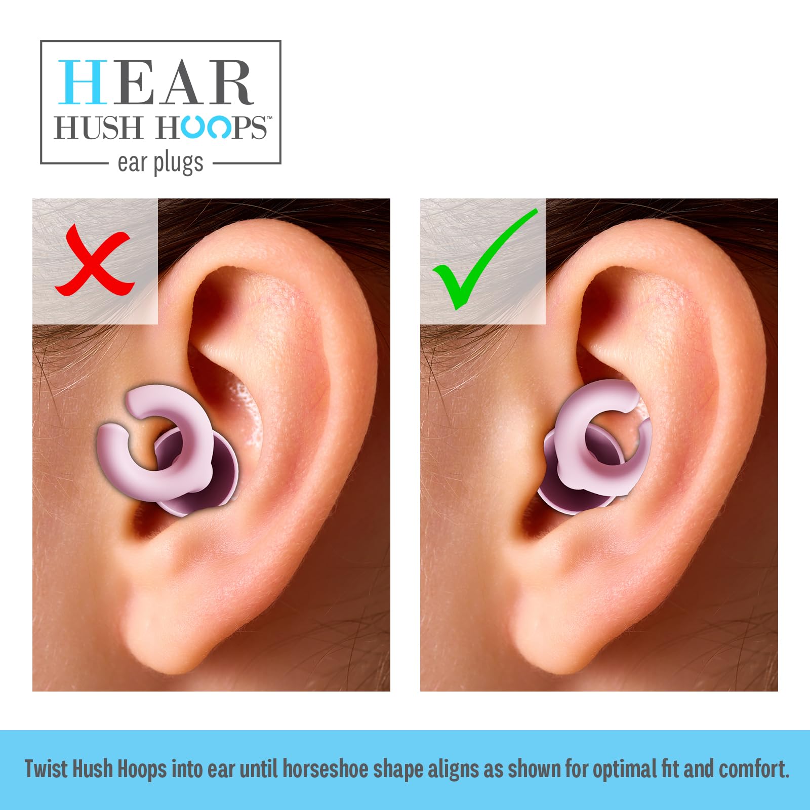 HEAR HUSH HOOPS réduction bruit 17dB pour voyages et repos