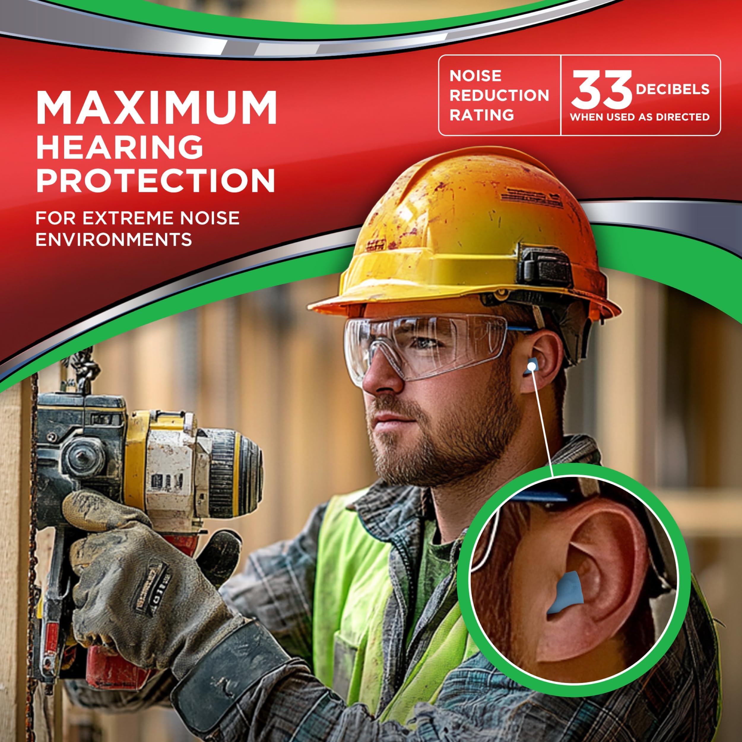 HEAROS Xtreme bouchons d'oreille mousse, léger isolation lors de concerts et déplacements.