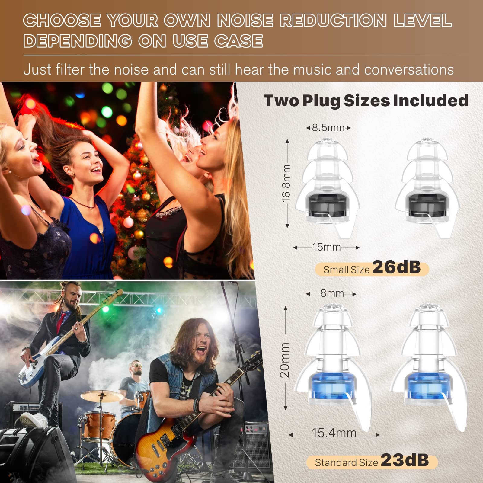 Hearprotek filtre attenuation 23db offrant protection adaptable.