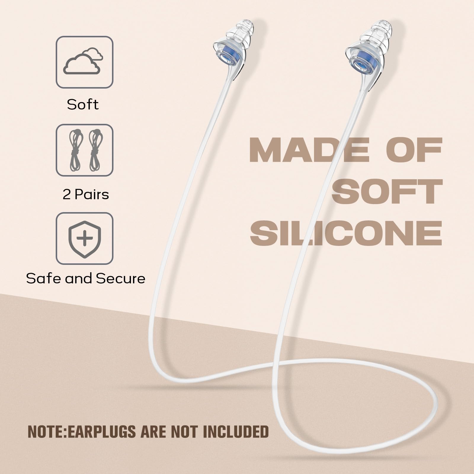 Hearprotek lanière en silicone pour bouchons à embouts détachables, confortable