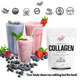 HEARTHY FOODS Collagène en poudre hydrolysée, meilleure absorption et digestion facilitée.