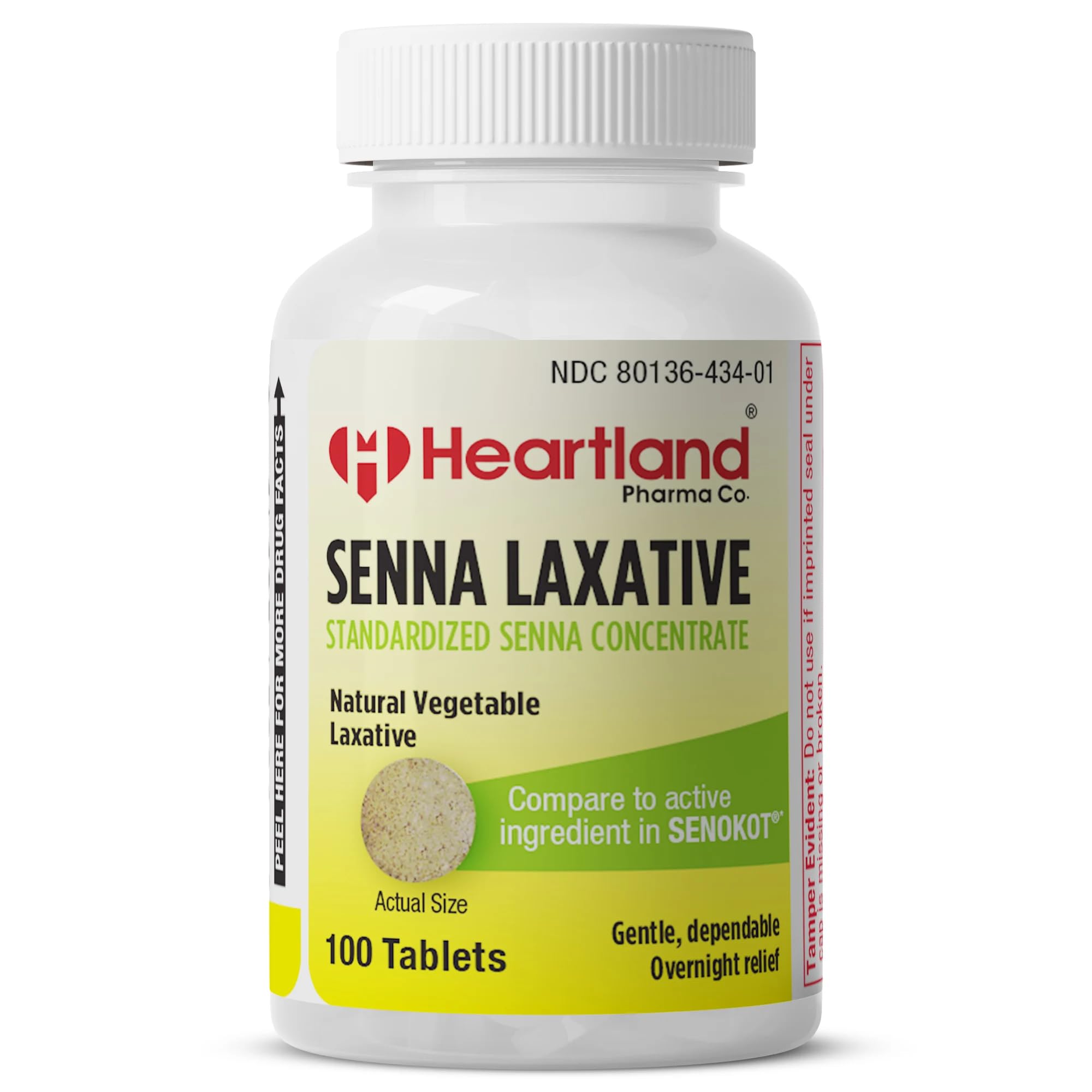 Heartland Pharma Senna naturel, comprimés en bouteille, soutien doux pour constipation occasionnelle.