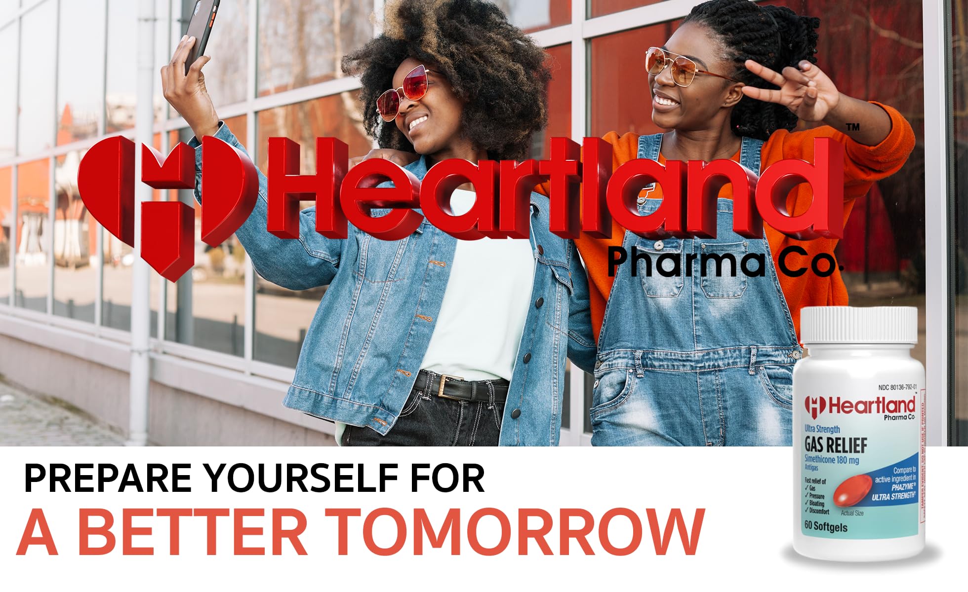 Heartland Pharma Simethicone usage quotidien potentiel pour confort abdominal.