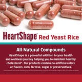 HeartShape riz de levure rouge – close-up sur les gélules naturelles.