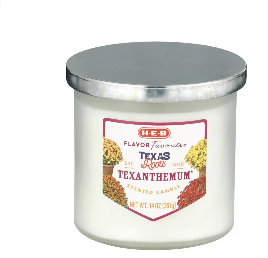 Bougie parfumée HEB Texanthemum dans un verre givré, ambiance chaleureuse et parfum durable