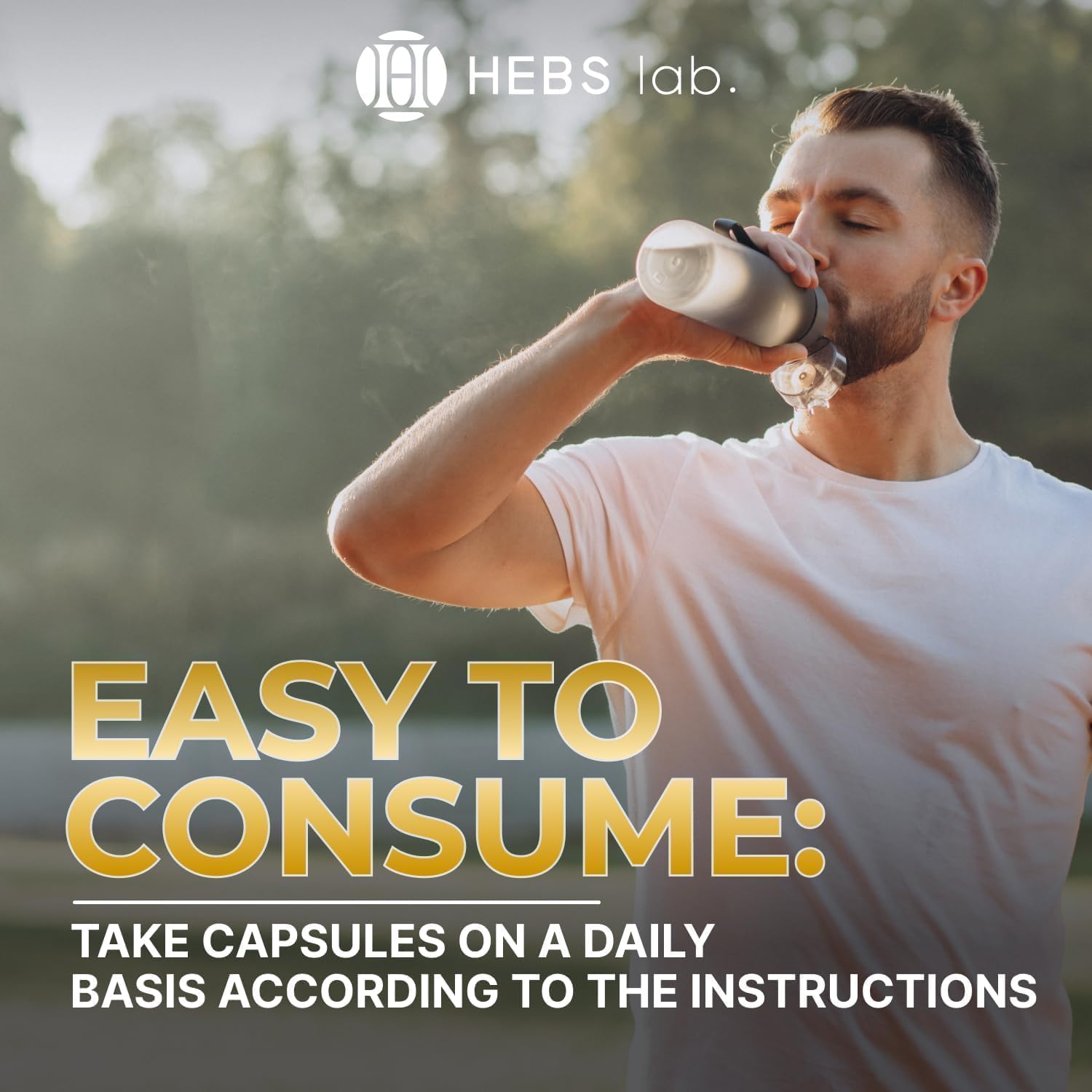 HEBS LAB étiquette claire, informations utiles et dosage.