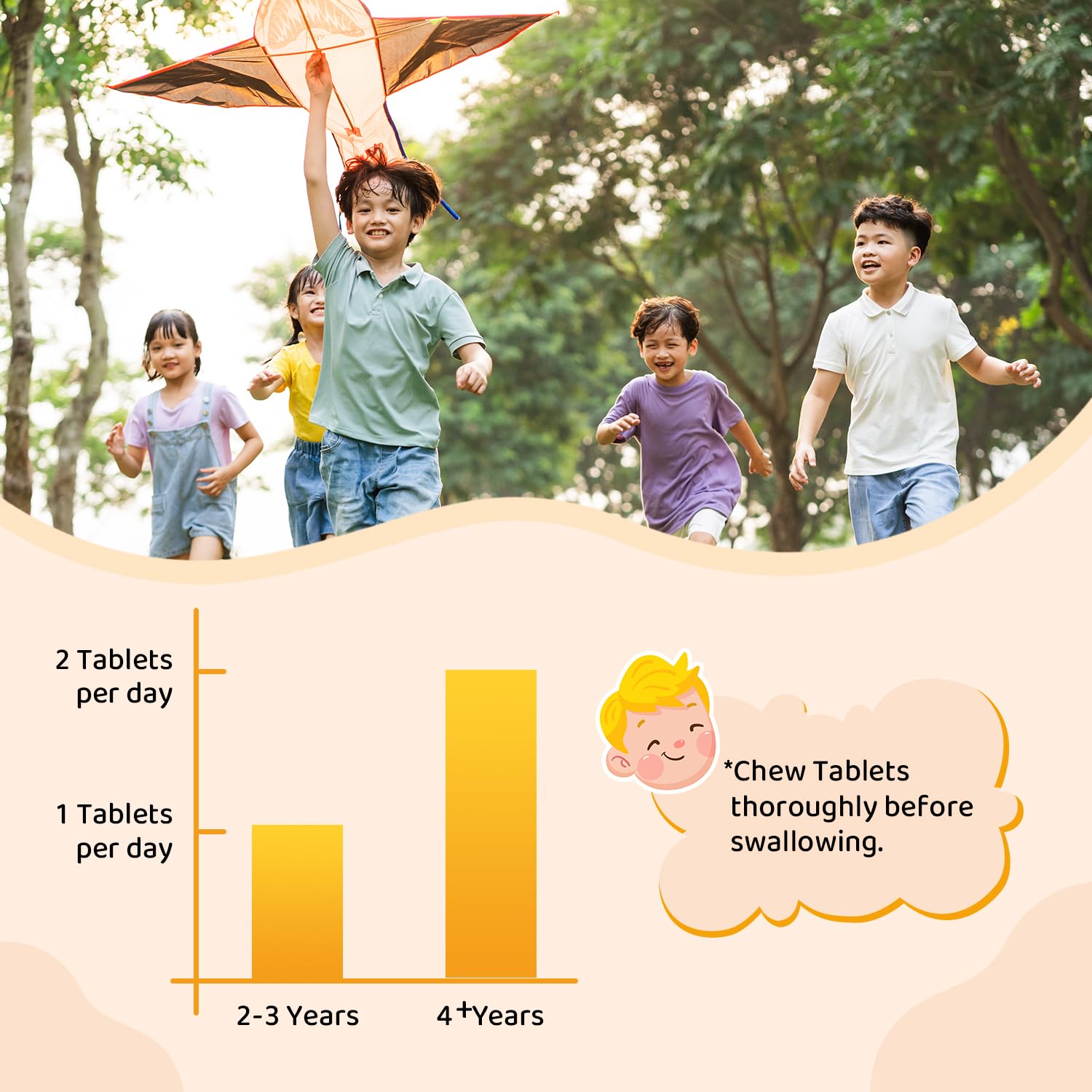 Soutien des yeux chez l'enfant avec la vitamine C et autres nutriments.