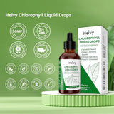 Étiquette claire sur flacon Heivy chlorophylle, informations et promesse de détox légère