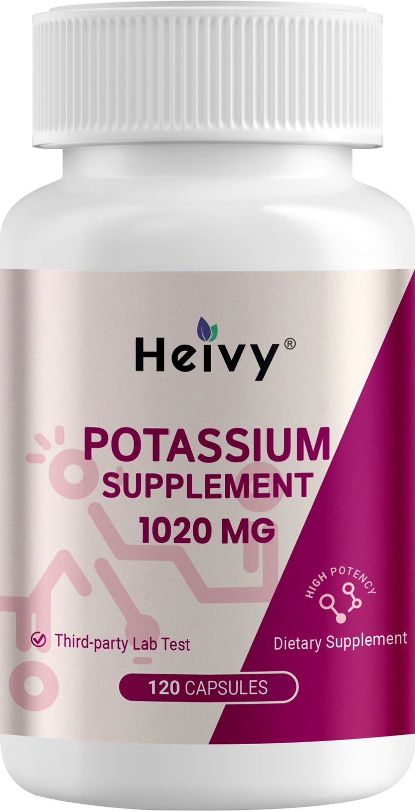 Heivy Potassium Bicarbonate – flacon clair montrant l'équilibre électrolytique pour l'exercice.