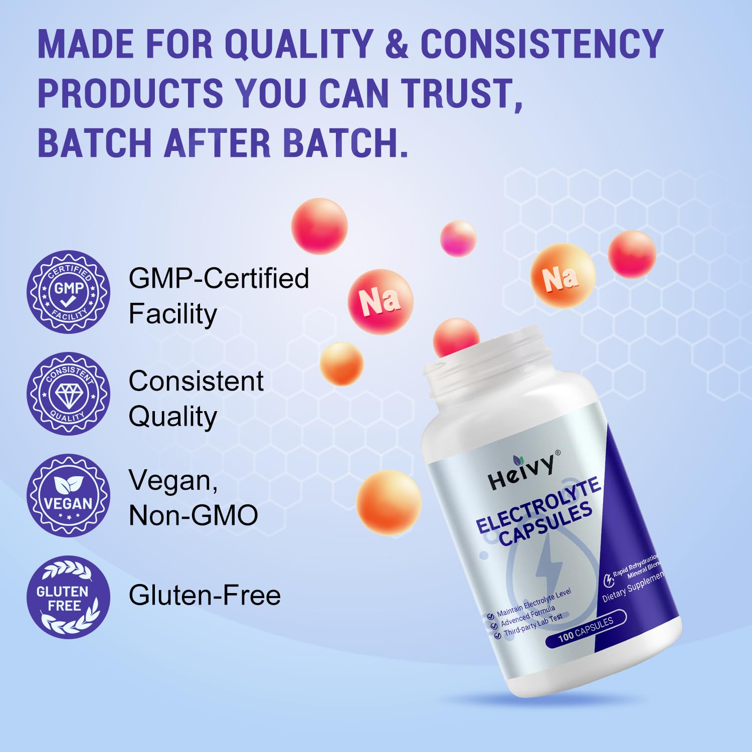 Heivy Tablettes Sodium 500 mg – Soutien de l'hydratation pendant l'entraînement.
